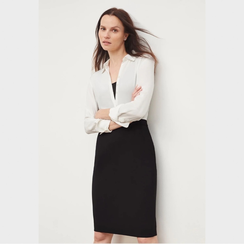 Yves Saint Laurent Wool Knee-Length Pencil Skirt, in Black